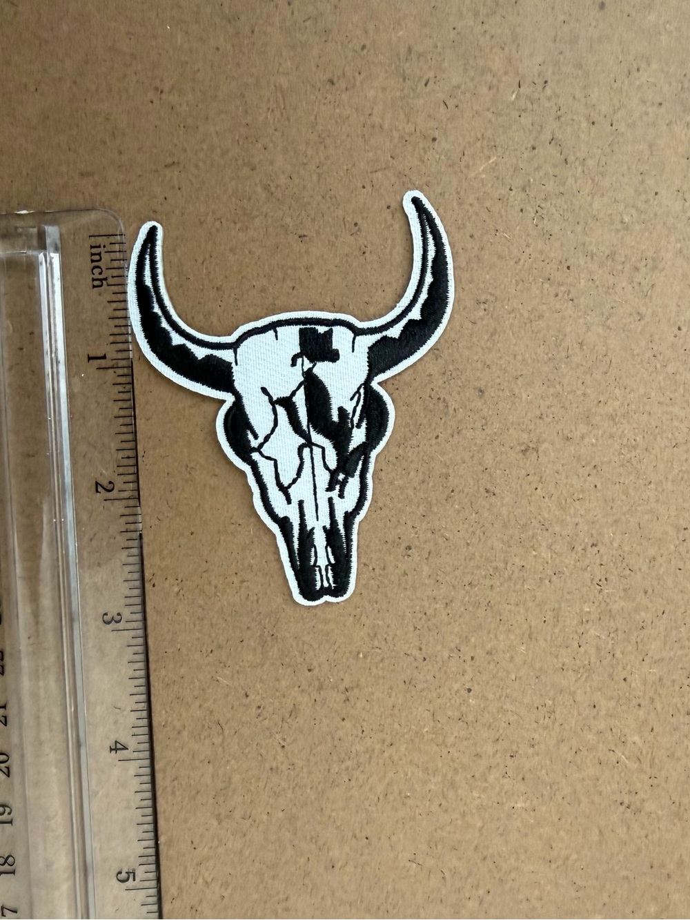Black and White Bull Skull Patch - Home Accents